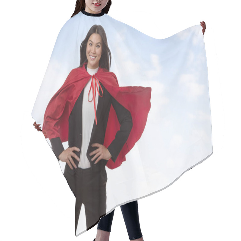 Personality  Business Woman Wearing A Super Hero Cape Shot In The Studio Hair Cutting Cape