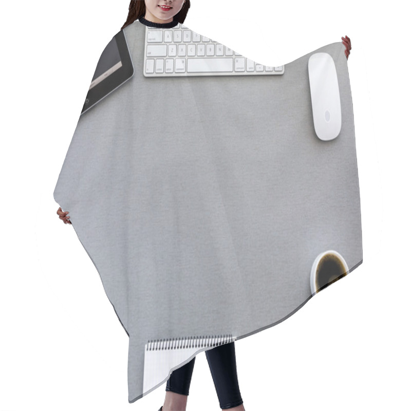 Personality  Modern Working Place On Grey Wood Table Hair Cutting Cape