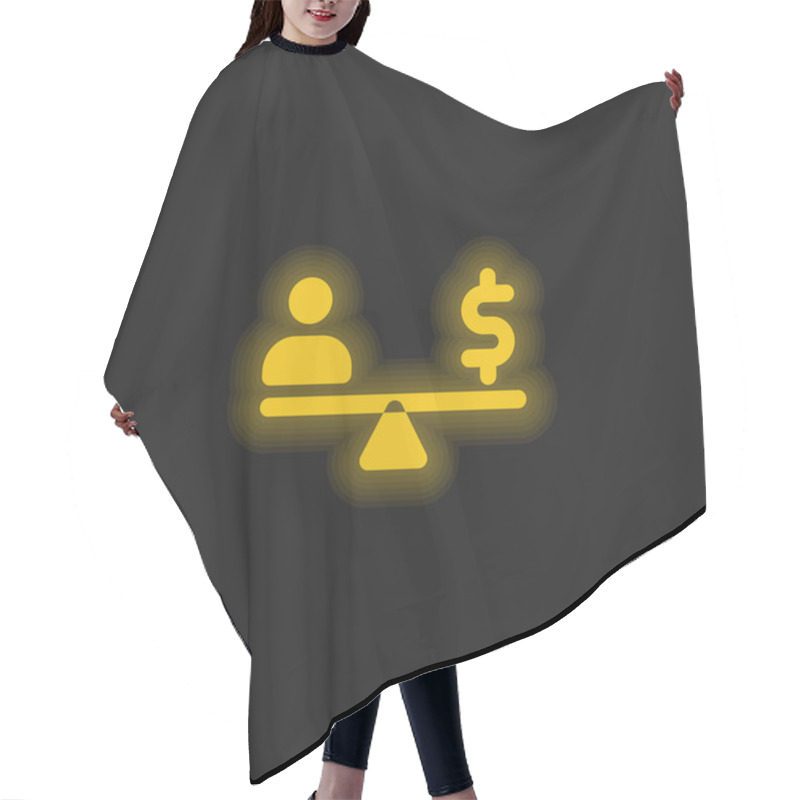 Personality  Balance Yellow Glowing Neon Icon Hair Cutting Cape