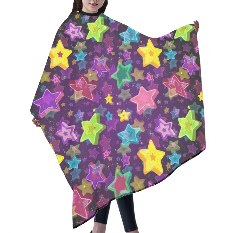 Personality  Bright Seamless Pattern Christmas Star Hair Cutting Cape