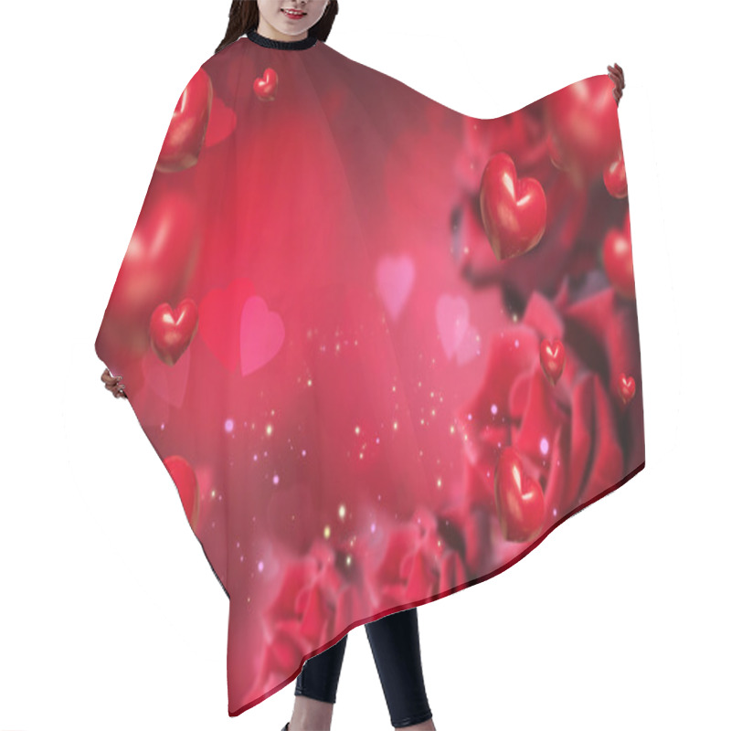 Personality  Background With Red Hearts And Roses Hair Cutting Cape