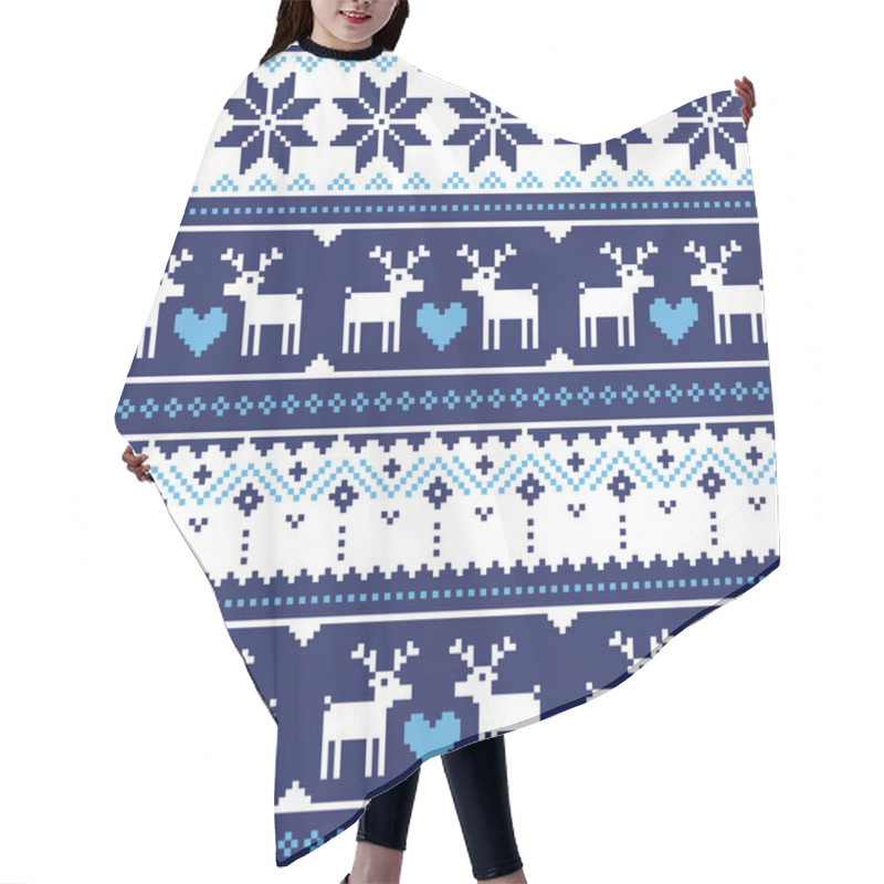 Personality  Scandynavian Knitted Seamless Pattern With Deer Hair Cutting Cape