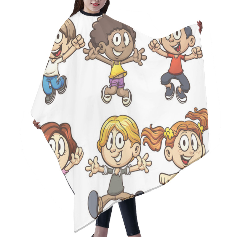 Personality  Excited Cartoon Kids Jumping Hair Cutting Cape