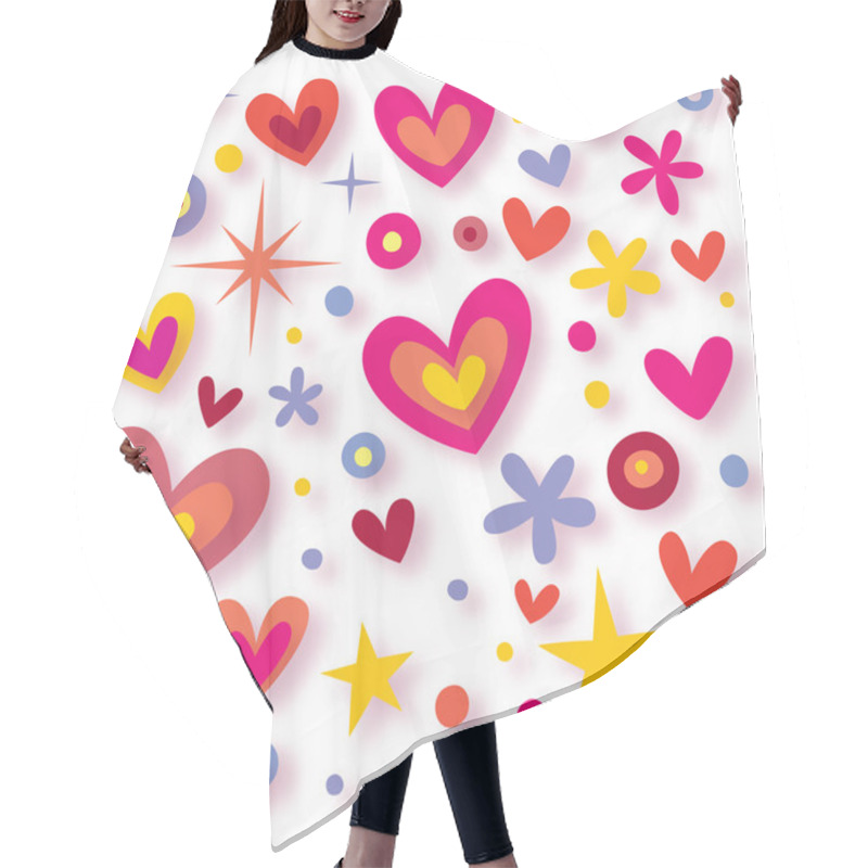 Personality  Hearts Flowers Stars Seamless Background Hair Cutting Cape