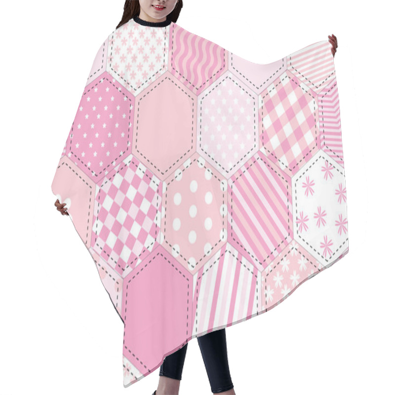 Personality  Patchwork Quilt Pink Hair Cutting Cape