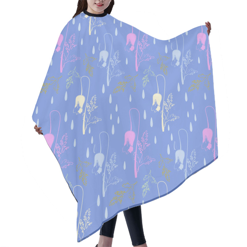 Personality  Pattern With Abstract Buds And Leaves And Drops Hair Cutting Cape