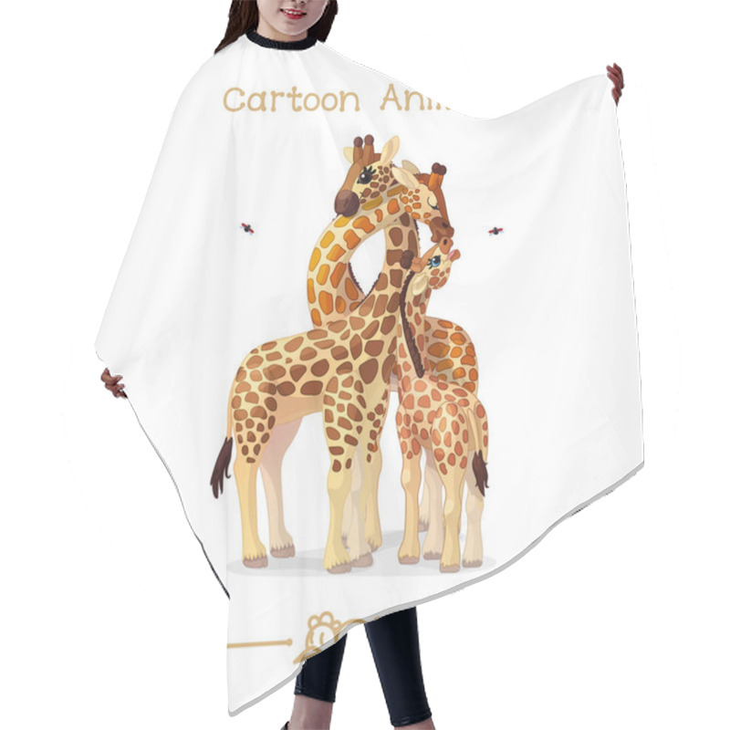 Personality   Toons Series Cartoon Animals: Giraffes Family Portrait Parents & Baby Hair Cutting Cape