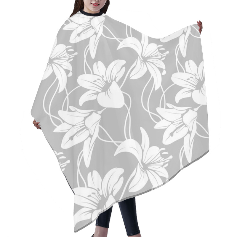 Personality  Vector Lilly Seamless Pattern Hair Cutting Cape