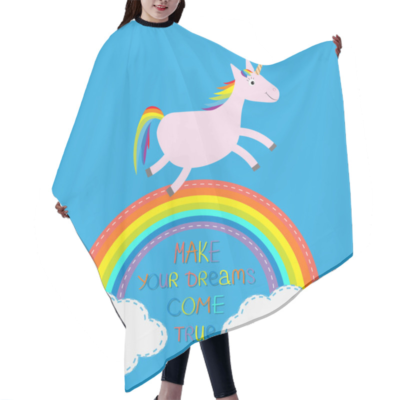 Personality  Rainbow, Unicorn And Clouds. Calligraphic Inspiration Hair Cutting Cape