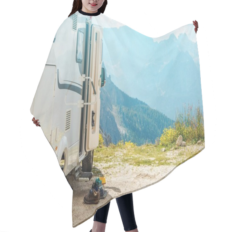 Personality  Motorhome RV Mountains Trip Hair Cutting Cape