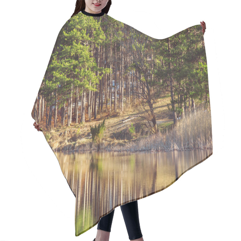 Personality  Mountain Lake, Tree Reflection Hair Cutting Cape