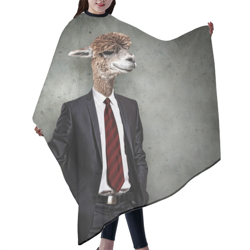 Personality  Portrait Of A Funny Camel In A Business Suit Hair Cutting Cape