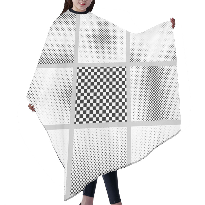 Personality  Black And White Square Pattern Design Set Hair Cutting Cape