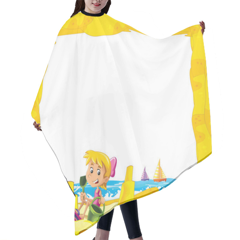 Personality  Children On The Beach Playing In Sand Sailboats Hair Cutting Cape