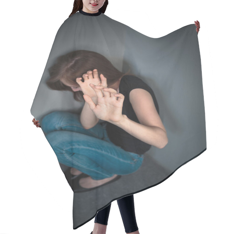 Personality  Woman Suffering From Depression Hair Cutting Cape