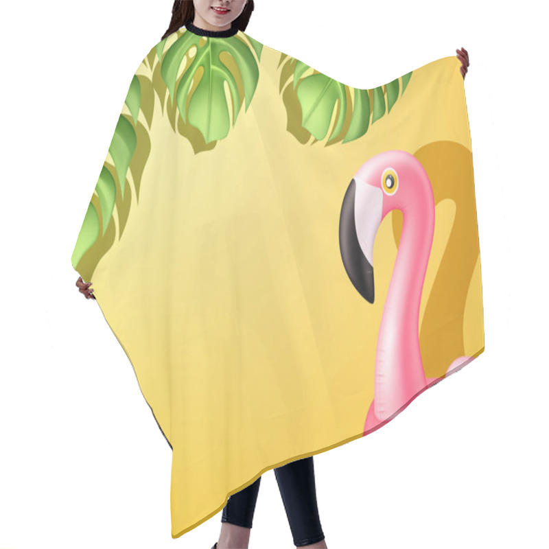 Personality  Vector 3d Pink Flamingo Inflatable Pool Ring Hair Cutting Cape