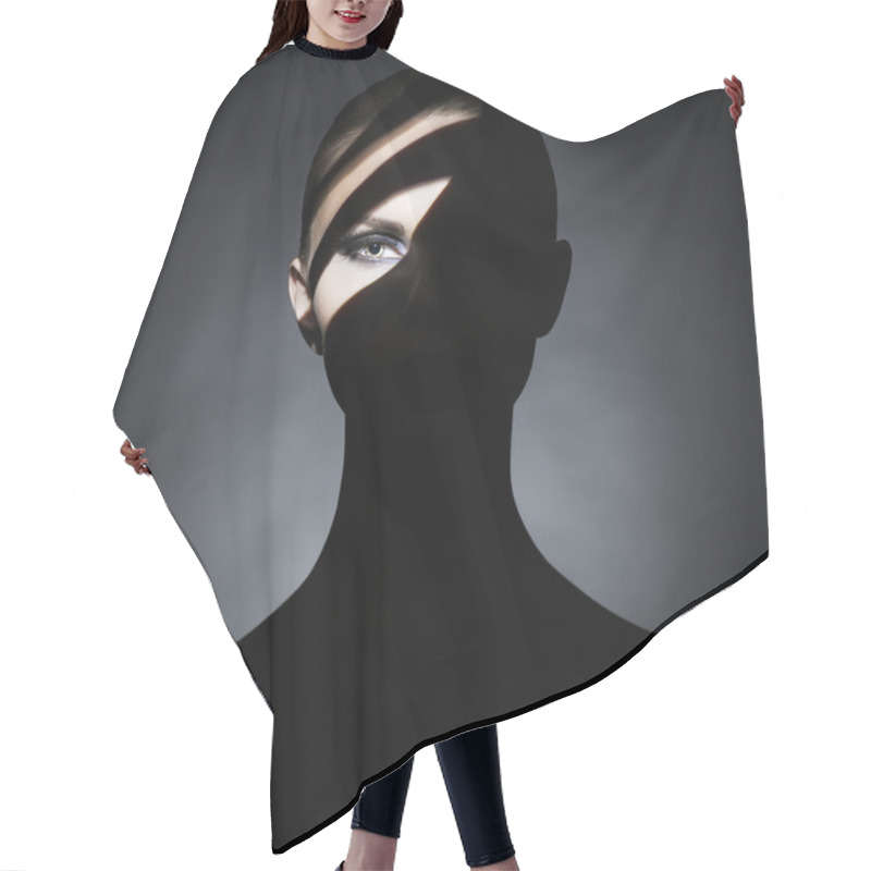 Personality  Surrealistic Young Lady With Shadow On Her Body Hair Cutting Cape