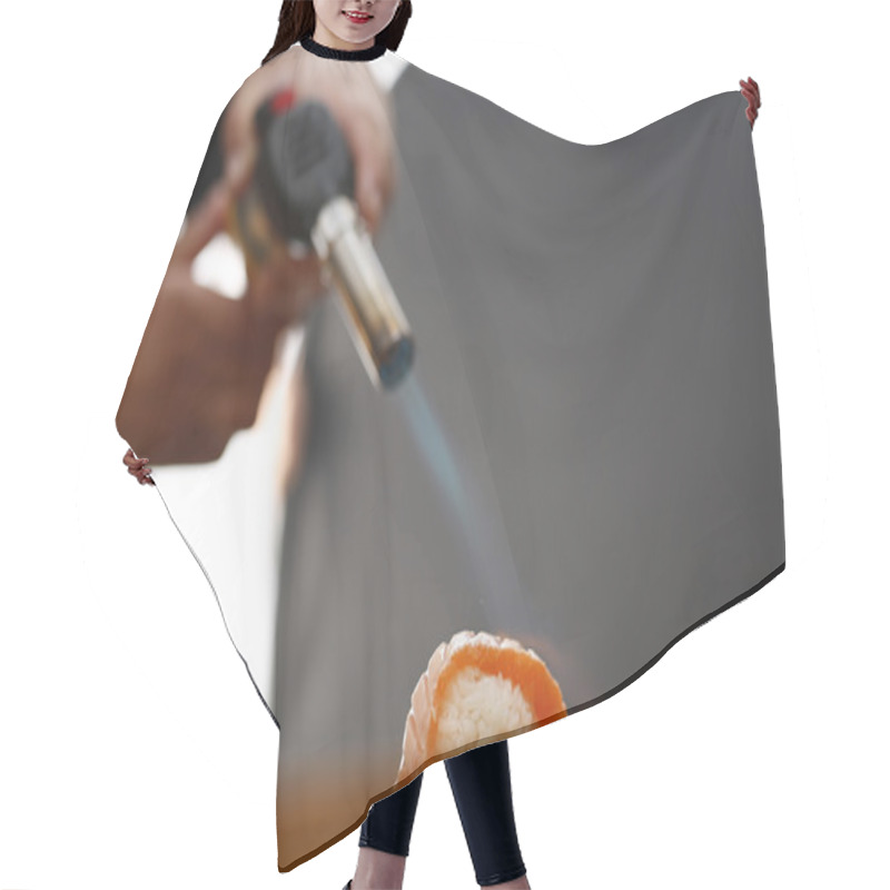 Personality  Nigiri Sushi With Salmon Burning Hair Cutting Cape