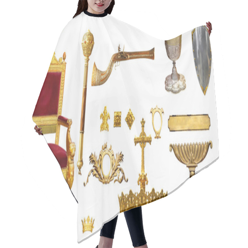 Personality  Golden elements of the royal, imperial interior isolated hair cutting cape