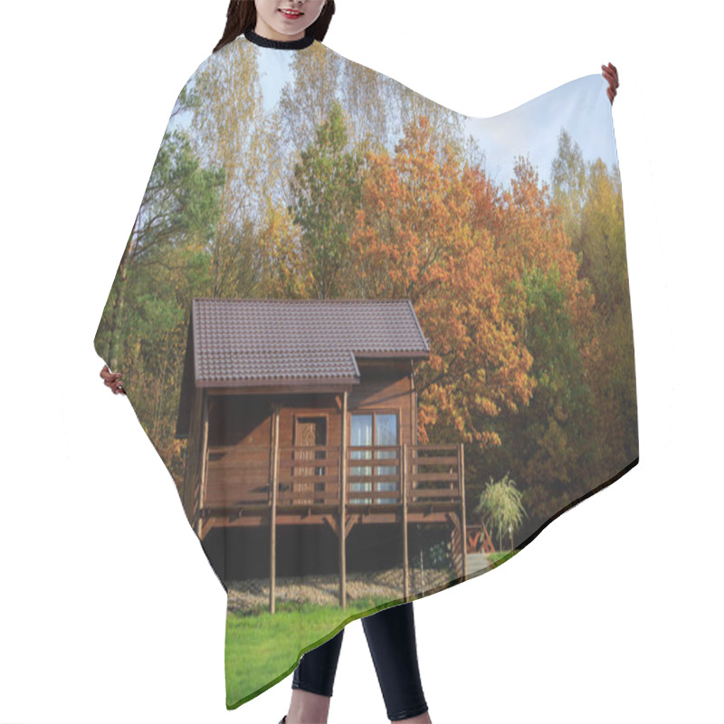 Personality  Lonely Wooden Hut In Autumn Fores Hair Cutting Cape