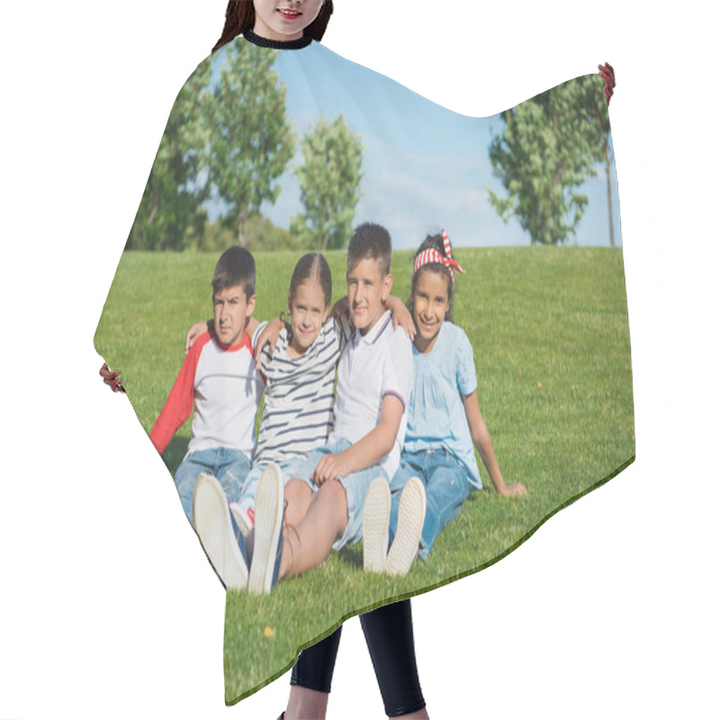 Personality  Multiethnic Children Playing In Park Hair Cutting Cape