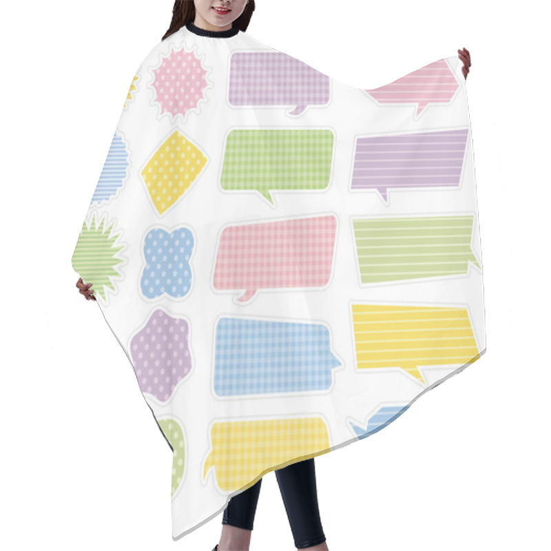 Personality  Colorful Speach Bubbles, Markup Balloons With Pattern, Stripes, Check, Plaid, Polka Dots Hair Cutting Cape