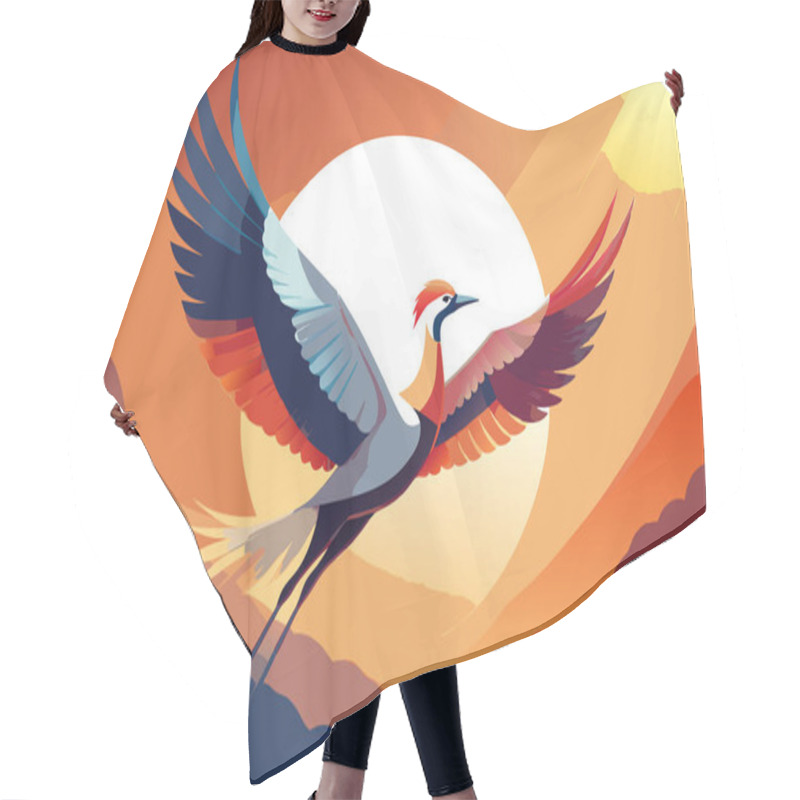 Personality  Stylized Flying Bird Illustration Highlighting Freedom And Grace Hair Cutting Cape