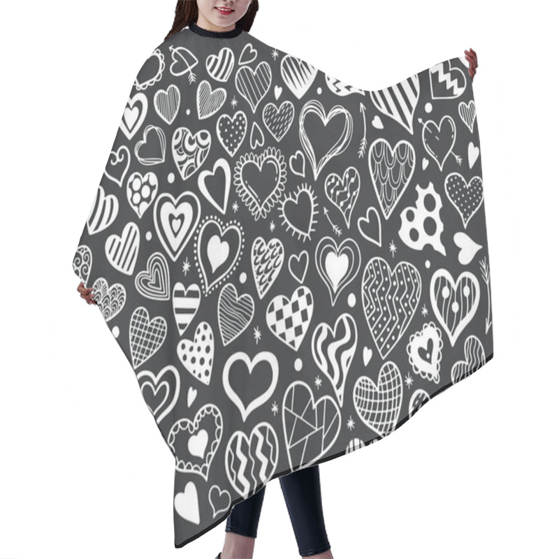 Personality  Heart Hand Drawn Set.Holiday Valentines Day.Doodle Style. Hair Cutting Cape