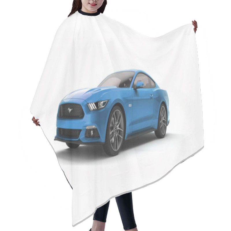 Personality  Almaty, Kazakhstan. MARCH 28: Ford Mustang V8 5.0L. Luxury Stylish Car Isolated On White Background. 3D Render Hair Cutting Cape