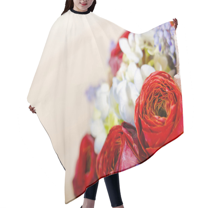 Personality  Background With Beautiful Roses Bouquet Hair Cutting Cape