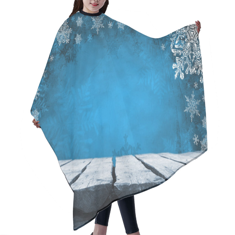 Personality  Empty  Table With Blue Christmas Background Hair Cutting Cape