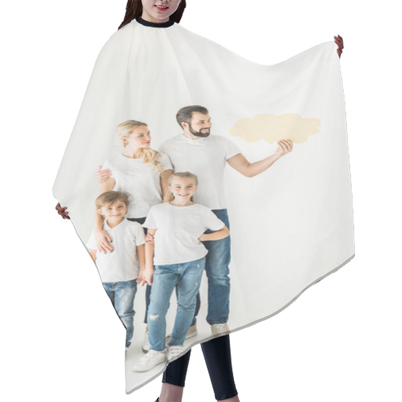 Personality  Family With Speech Bubble Hair Cutting Cape