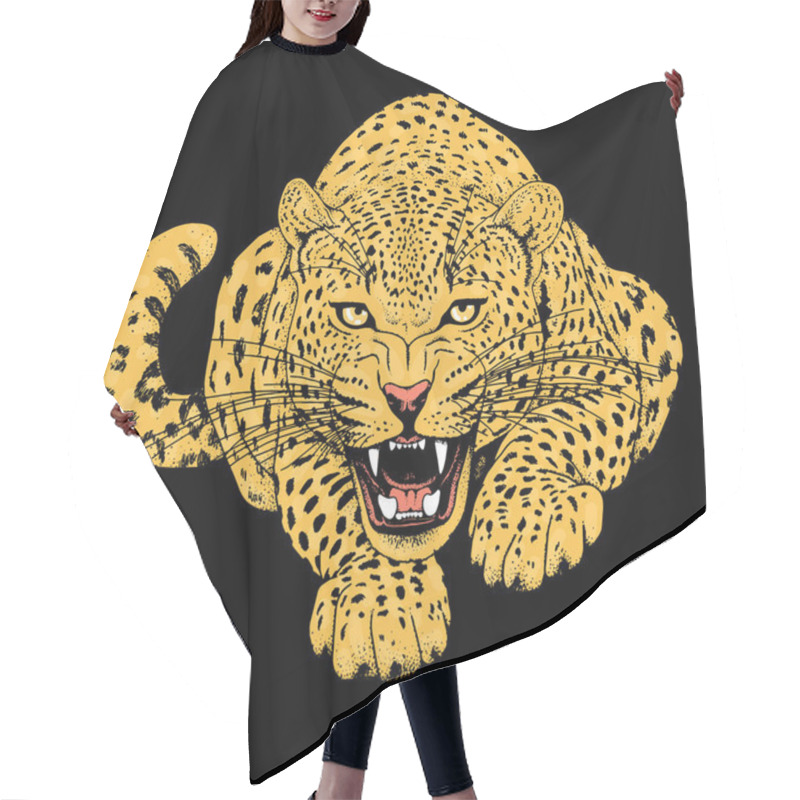 Personality  Leopard Face Tattoo ,Vector Illustration, Print Hair Cutting Cape