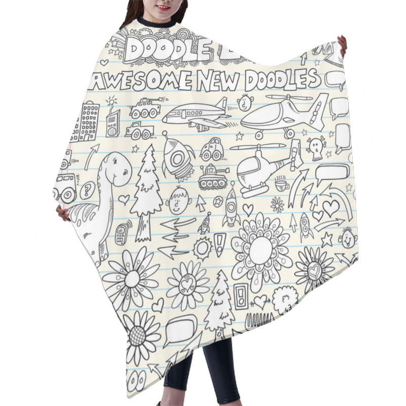 Personality  Notebook Doodle Design Elements Mega Vector Illustration Set Hair Cutting Cape