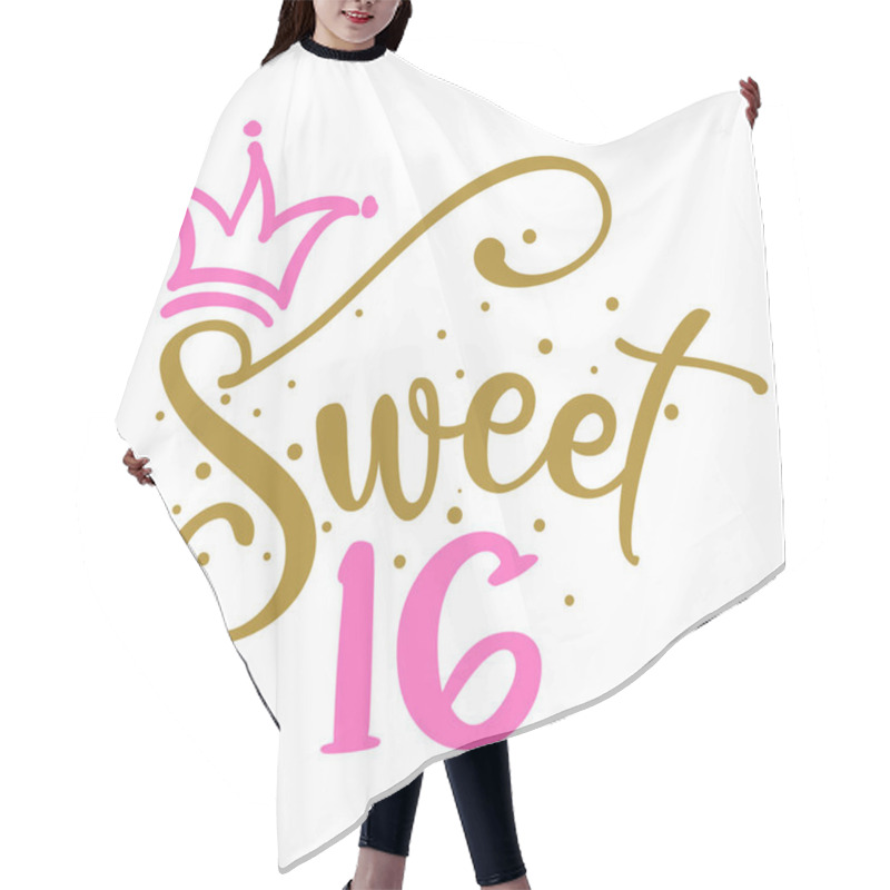 Personality  Sweet Sixteen (16th) Birthday Teenage Girl Year Anniversary. Princess Queen. Toppers For Birthday Cake. Number 16. Good For Cake Toppers, T Shirts, Clothes, Mugs, Posters, Textiles, Gifts, Baby Sets. Hair Cutting Cape