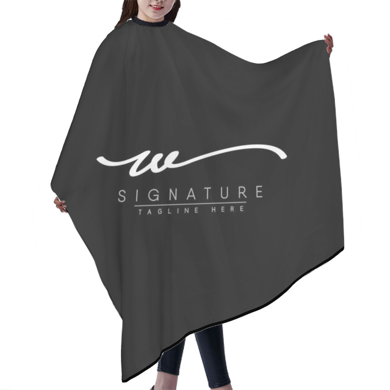 Personality  Handwritten Signature Logo For Initial Letter W Hair Cutting Cape