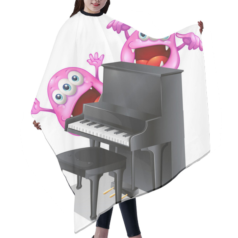 Personality  Two Pink Monsters At The Back Of The Piano Hair Cutting Cape