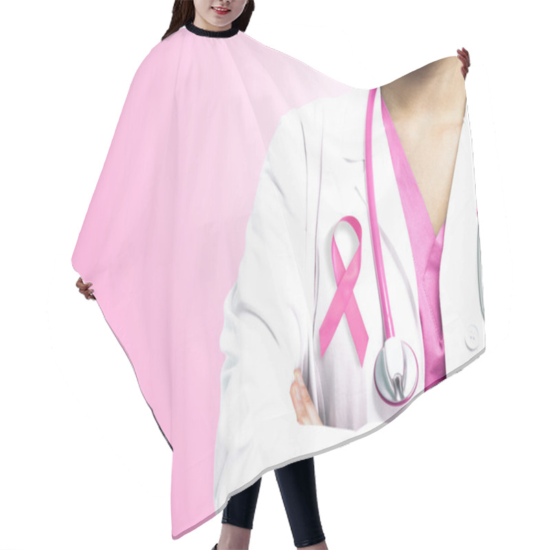 Personality  Nurse With Pink Ribbon Hair Cutting Cape