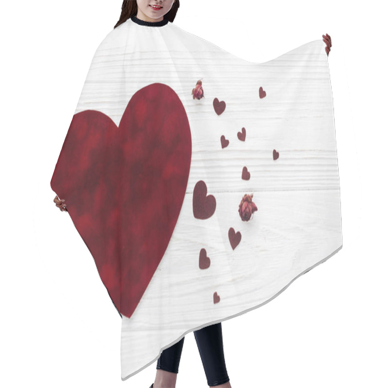 Personality  Valentine Concept Flat Lay. Hair Cutting Cape