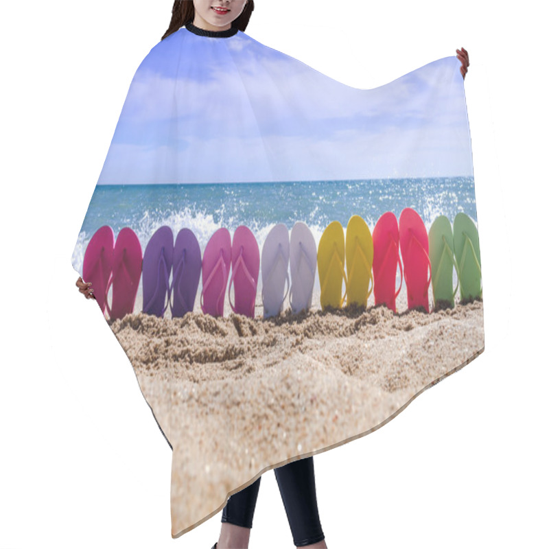 Personality  Rainbow Flip Flops Hair Cutting Cape