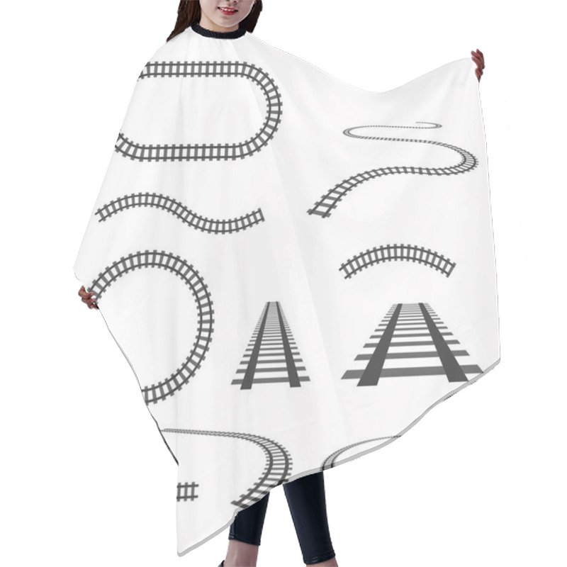 Personality  Vector Rails Set. Railways On White Background. Railroad Tracks. Hair Cutting Cape