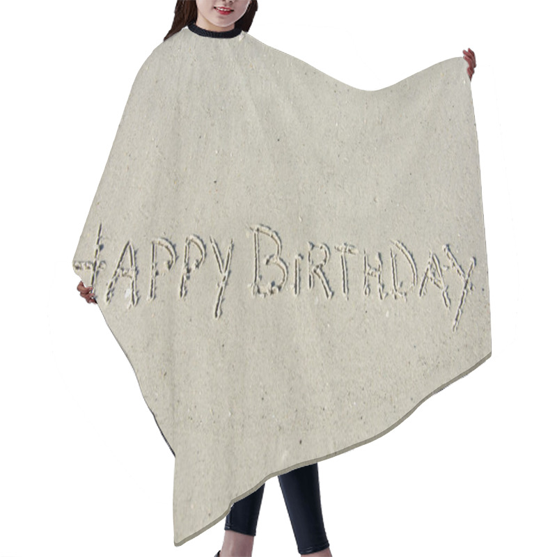 Personality  Happy Birthday In Wet Sand Hair Cutting Cape