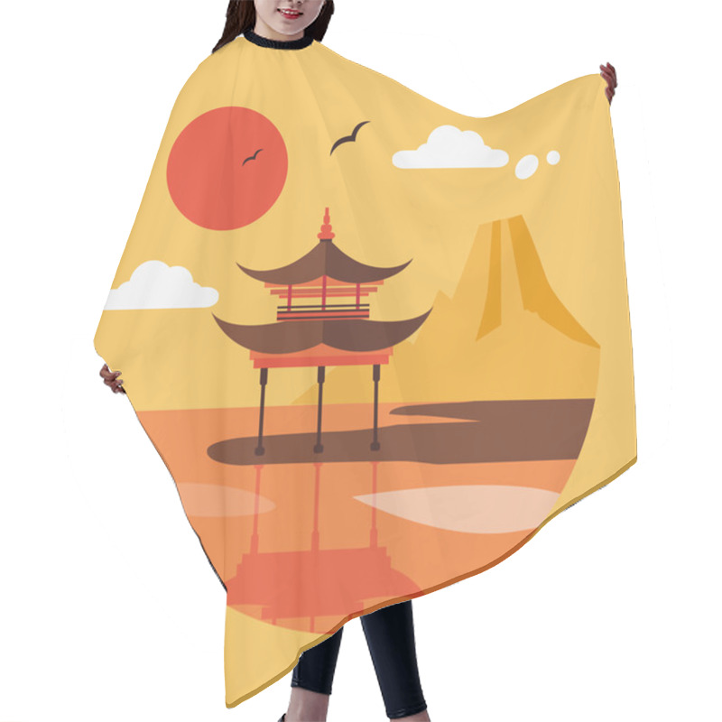 Personality  Flat Design Landscape Of Japan Hair Cutting Cape