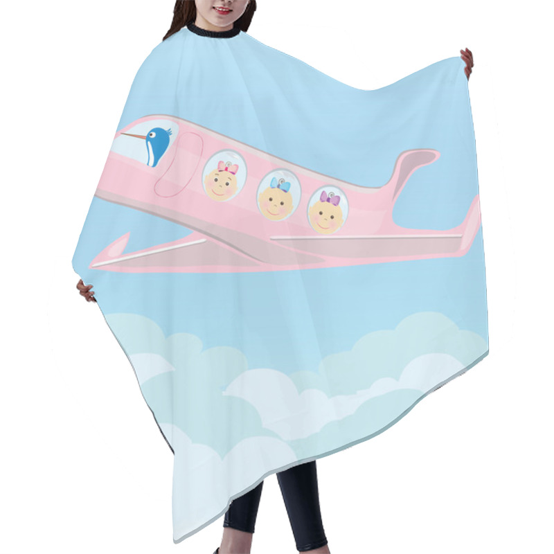 Personality  Stork Carries On A Plane Triplets Baby Girls Hair Cutting Cape