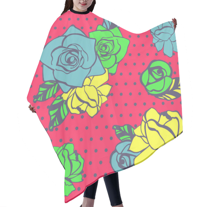 Personality  Rose Flower Seamless Pattern In Modern Trendy Style Hair Cutting Cape