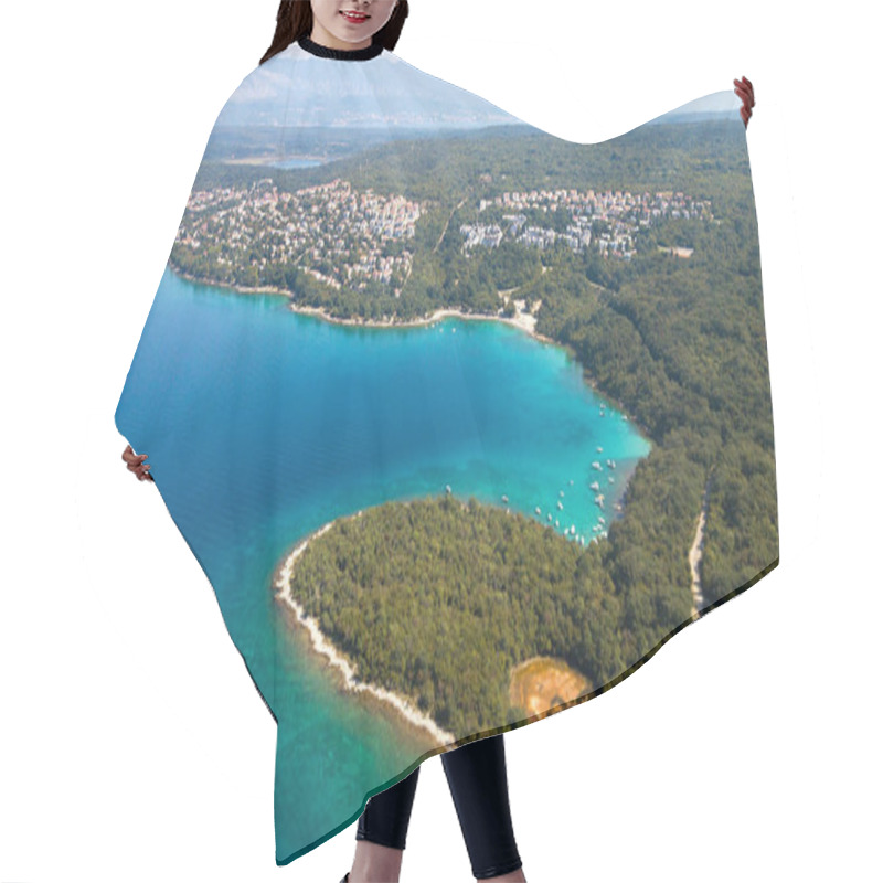 Personality  Aerial View Of Crystal Clear Water Off The Coastline Inisland Krk, Croatia. Hair Cutting Cape