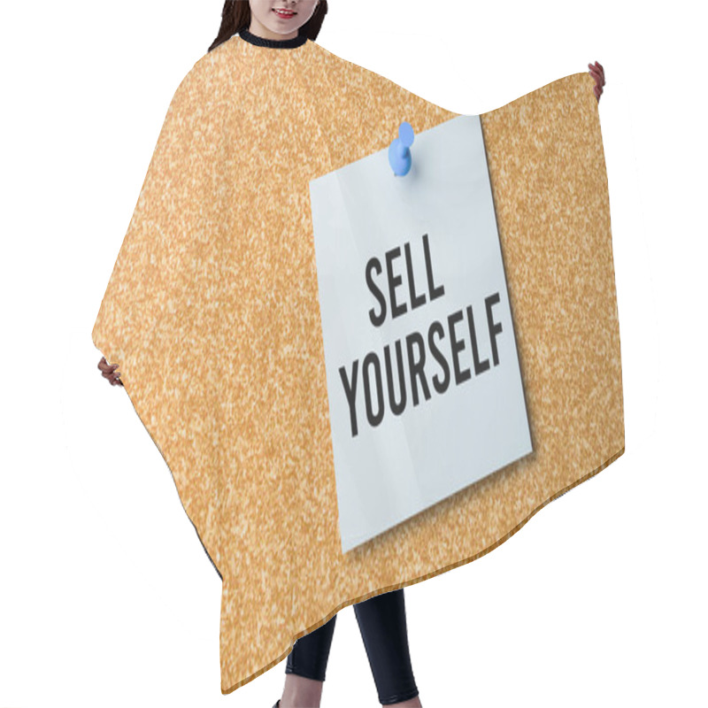 Personality  Sell Yourself Sign On Corkboard. Hair Cutting Cape