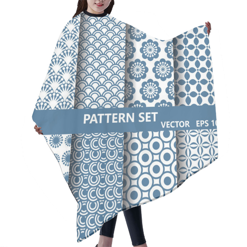 Personality  Blue Flowers Nad Curevs  Pattern Set Hair Cutting Cape