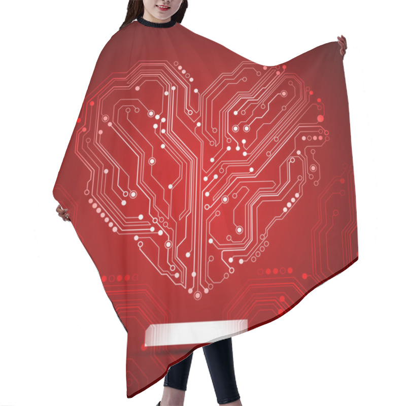 Personality  Circuit Board Heart Background - Creative Idea Vector Hair Cutting Cape