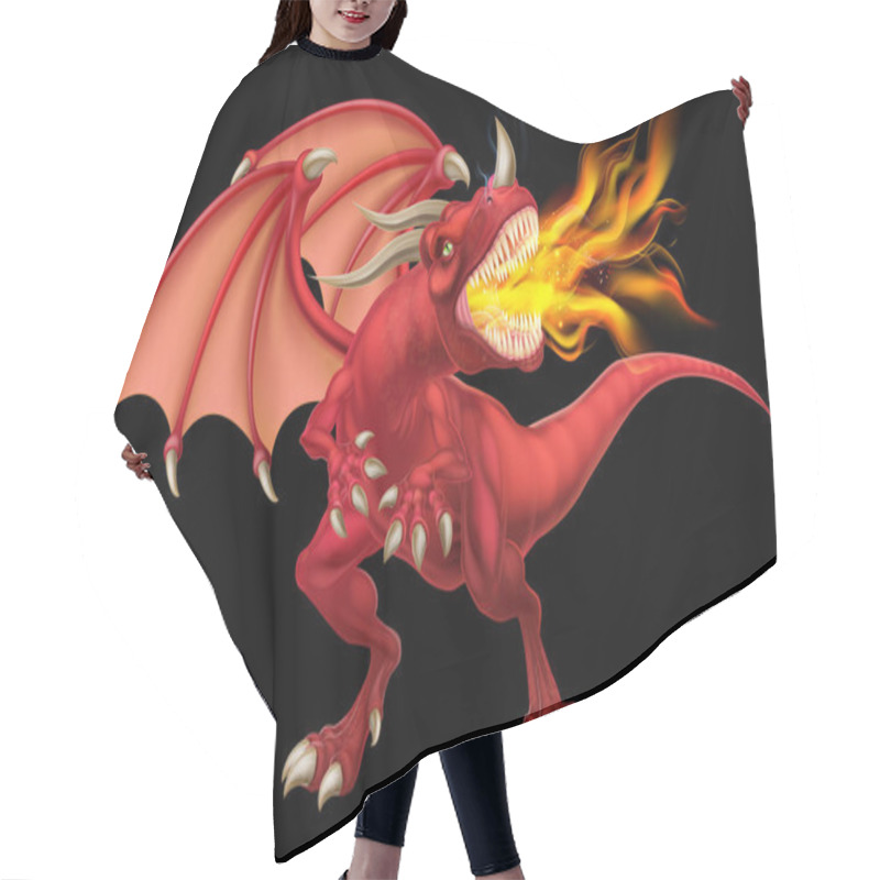 Personality  Red Dragon Breathing Fire Hair Cutting Cape